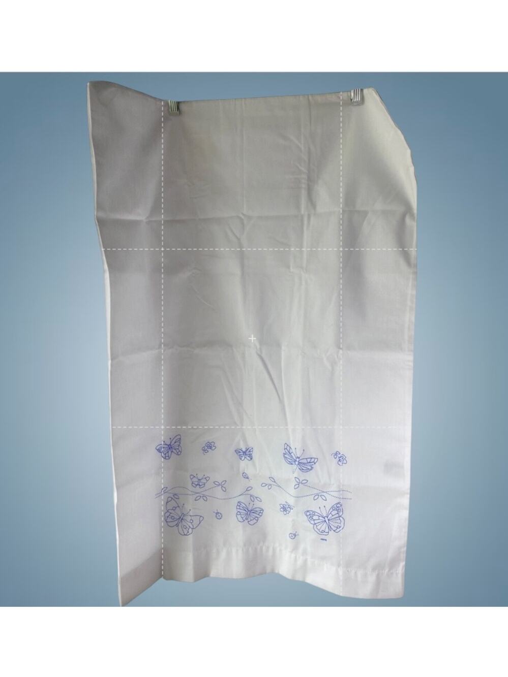 Vintage Thomaston Mills Butterfly Ladybug Embroidery Pillowcase Stamped USA
